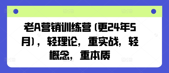 老A营销训练营(更25年3月)，轻理论，重实战，轻概念，重本质-项目网