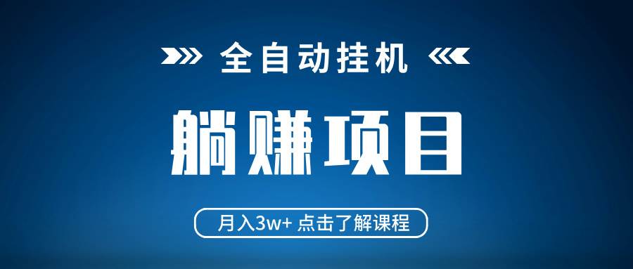 全自动挂机项目 月入3w+ 真正躺平项目 不吃电脑配置 当天见收益-项目网