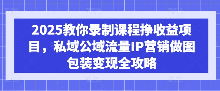 2025教你录制课程挣收益项目，私域公域流量IP营销做图包装变现全攻略-项目网