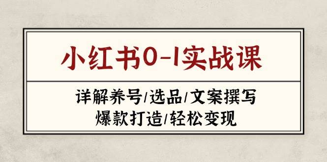 小红书0-1实战课(2023-2025)，详解养号/选品/文案撰写/爆款打造/轻松变现-项目网