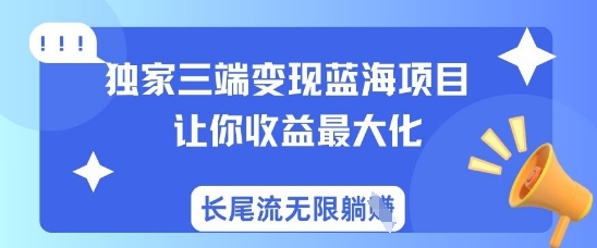 独家三端变现蓝海项目，让你收益最大化，长尾流无限躺挣-项目网
