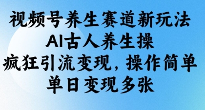 视频号养生赛道新玩法，AI古人养生操，疯狂引流变现，操作简单，单日变现多张-项目网