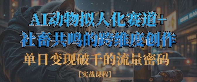 单日变现破千的流量密码，AI动物拟人化赛道+社畜共鸣的跨维度创作-项目网