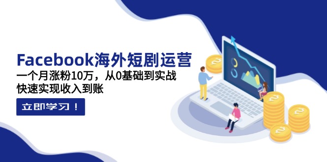 Facebook海外短剧运营：一个月涨粉10万，从0基础到实战，快速实现收入到账-项目网