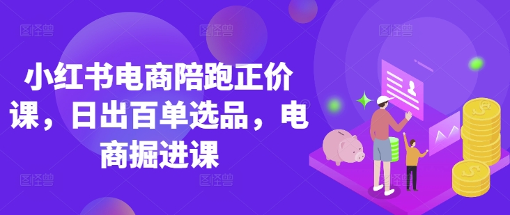 小红书电商陪跑正价课，小红书官方认证电商讲师教学，日出百单选品，电商掘进课-项目网