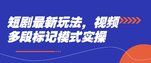 短剧最新玩法，视频多段标记模式实操-项目网