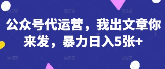 公众号代运营，我出文章你来发，暴力日入5张+【揭秘】-项目网