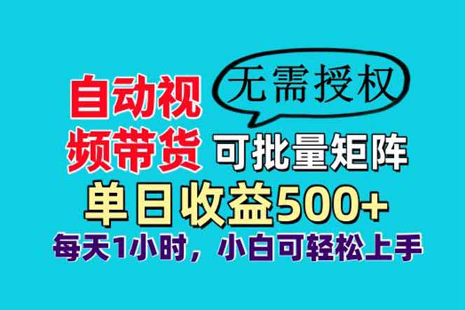 自动视频带货，可批量矩阵，单日收益500+、轻松实现睡后收益，小白可…-项目网