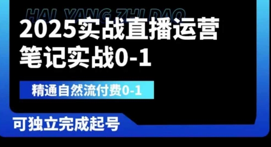 2025实战直播运营0-1，精通自然流付费0-1，可独立完成起号-项目网