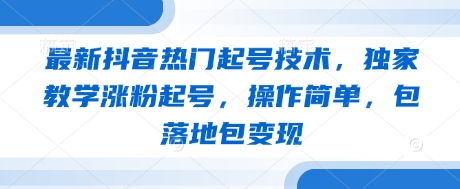 最新抖音热门起号技术，独家教学涨粉起号，操作简单，包落地包变现-项目网