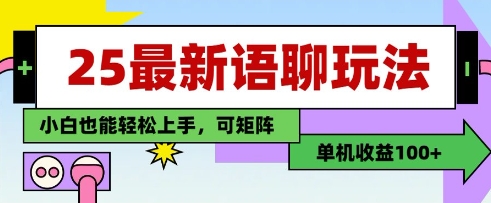 25年最新语聊玩法，纯手工，单机收益100+，小白也能轻松上手，可矩阵操作-项目网