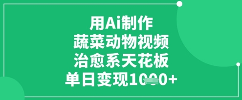 用Ai制作蔬菜动物视频，治愈系天花板，单日变现1k-项目网