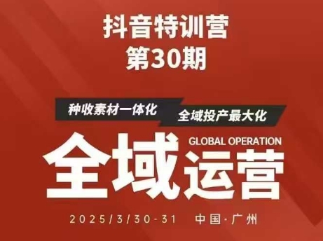 抖音特训营第30期线下培训资料，没有录音视频，正版整理的脑图资料及学员总结核心点-项目网