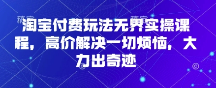 淘宝付费玩法无界实操课程，高价解决一切烦恼，大力出奇迹-项目网