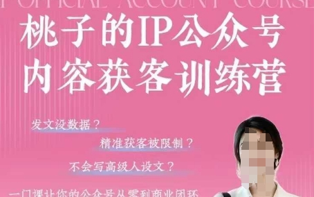 桃子IP公众号内容获客训练营(第3期)，一门让你公众号从0到商业闭环的课程-项目网
