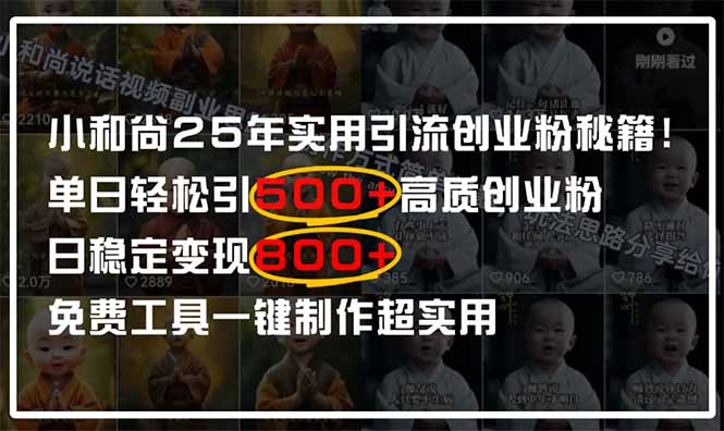 小和尚2025年实用引流秘籍！单日轻松引500+高质量创业粉，日变现800+，…-项目网