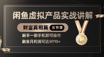 精品！闲鱼虚拟产品实战讲解，新手一部手机即可操作，副业月利润可达5k+-项目网