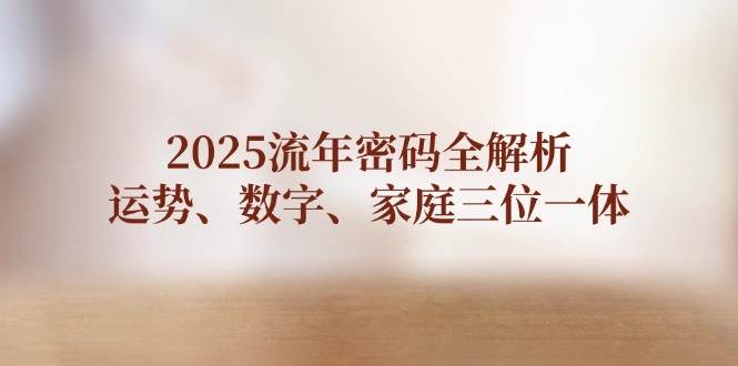 2025流年密码全解析，运势、数字、家庭三位一体-项目网