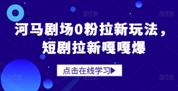 河马剧场0粉拉新玩法，短剧拉新嘎嘎爆-项目网
