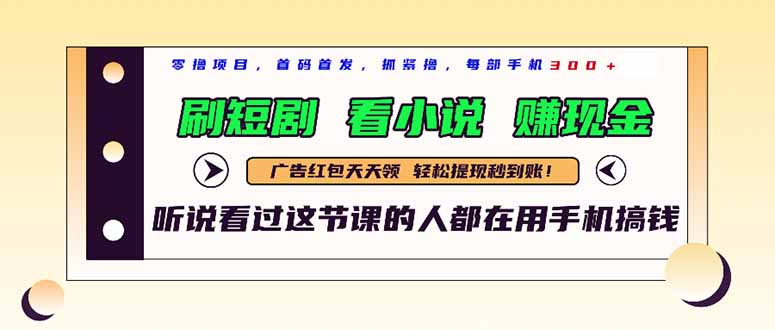 最新短剧平台，刷短剧，看小说，赚现金，一部手机日入300+-项目网