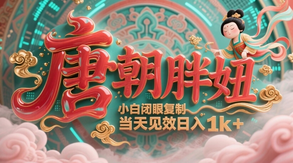 用AI克隆“唐朝胖妞”日更3条，平台疯狂推流，小白闭眼复制，当天见效，日入1k+-项目网