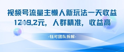 视频号流量主懒人新玩法，一天收益1k，人群精准收益高-项目网