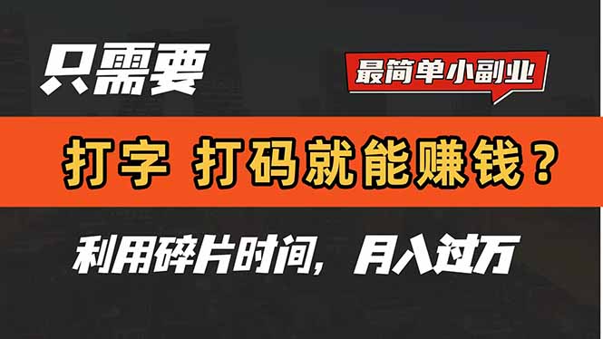只需要打字，打码，就能赚钱？简单的赚钱小副业，利用碎片时间，月入过万-项目网