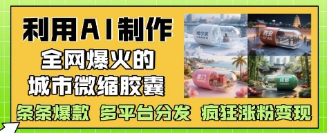 利用AI制作全网爆火的城市微缩胶囊，条条爆款， 多平台分发，疯狂涨粉变现-项目网