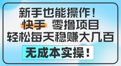 新手也能操作，快手零撸挣米，轻松每天挣2-5张，完全无成本-项目网