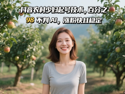 抖音农村少妇起号技术，百分之98不判AI，涨粉快且稳定-项目网