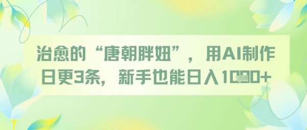 治愈的“唐朝胖妞”，用AI制作日更3条，新手也能日入多张-项目网