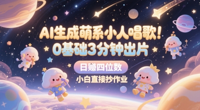 AI生成萌系小人唱歌，0基础3分钟出片，28个作品涨粉8.9W，单条最高19W赞，日入四位数，小白直接抄作业-项目网
