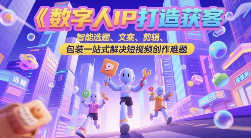 数字人IP打造获客变现实操课，智能选题、文案、剪辑、包装一站式解决短视频创作难题-项目网