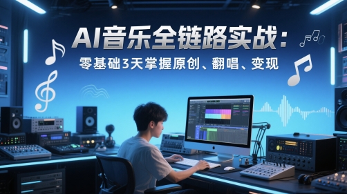 AI音乐全链路实战变现课：零基础3天掌握原创、翻唱、变现-项目网