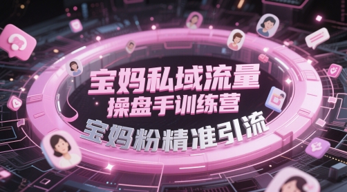 宝妈私域流量操盘手训练营，宝妈粉精准引流-项目网