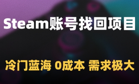 Steam账号找回项目，冷门蓝海，0成本，需求极大-项目网