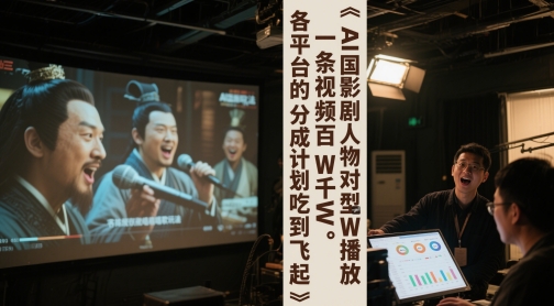 AI三国影视剧人物对口型唱歌玩法，一条视频百W千W播放，各平台的分成计划吃到飞起-项目网