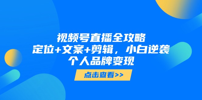 视频号直播全攻略，定位+文案+剪辑，小白逆袭个人品牌变现-项目网