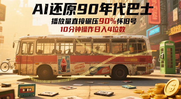 AI还原90年代巴士，一帧就让70后泪崩，播放量直接碾压90%怀旧号，每天操作十分钟，日入四位数-项目网