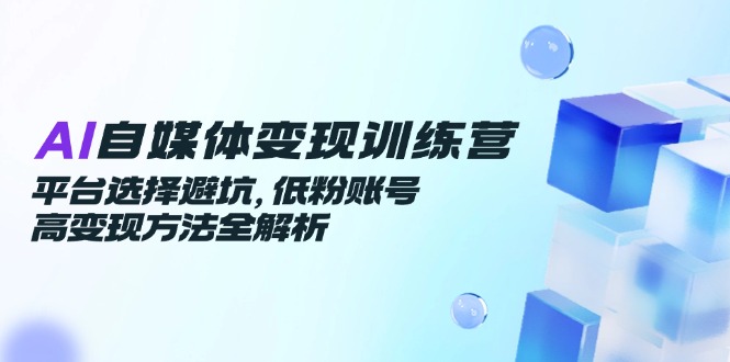 AI自媒体变现训练营，平台选择避坑，低粉账号高变现方法全解析-项目网