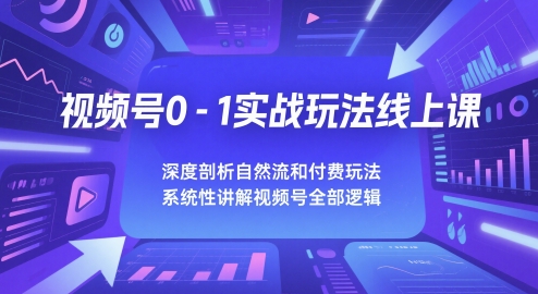 视频号0-1实战玩法线上课，深度剖析自然流和付费玩法，统性讲解视频号全部逻辑-项目网