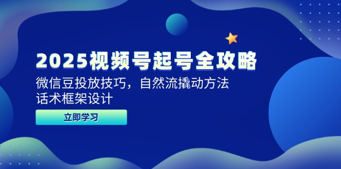 2025视频号起号全攻略，微信豆投放技巧，自然流撬动方法，话术框架设计-项目网