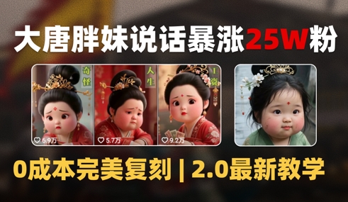 AI大唐胖贵妃说话2.0，40条视频暴涨40w粉，附独家变现攻略-项目网