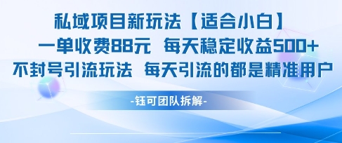 私域项目新玩法【适合小白】 一单收费88.每天稳定收益几张-项目网