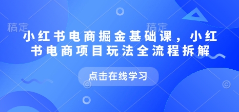 小红书电商掘金课，小红书电商项目玩法全流程拆解(更新5月)-项目网