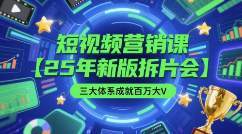 短视频营销课【25年新版拆片会】三大体系成就百万大V，包含正课、拆片会、手把手教学直播课等-项目网