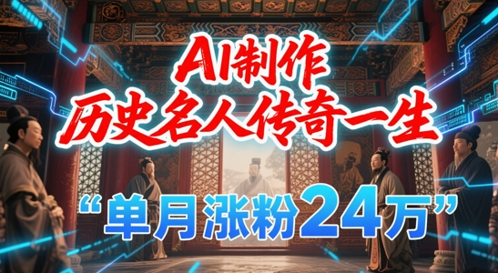 暴力起号！用AI制作历史名人传奇一生，单月涨粉24W，涨粉+变现赛道黑马来了-项目网