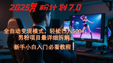 2025男粉计划7.0，全自动变现模式，轻松日入5张+，新手小白必看课程-项目网