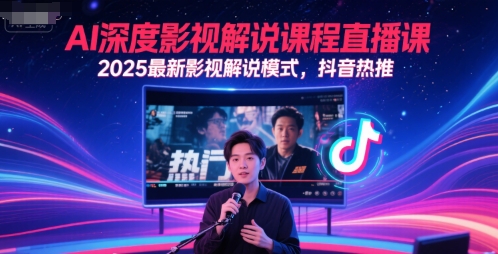 AI深度影视解说课程直播课，2025最新影视解说模式，抖音热推-项目网