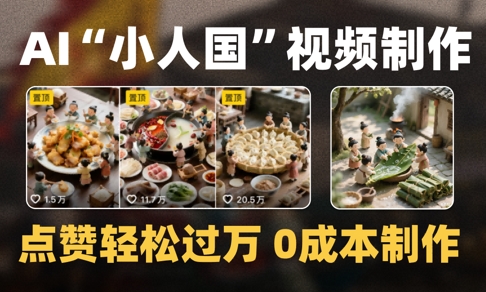 爆款1000W+播放微缩景观迷你小人国AI视频0成本制作全流程教学-项目网